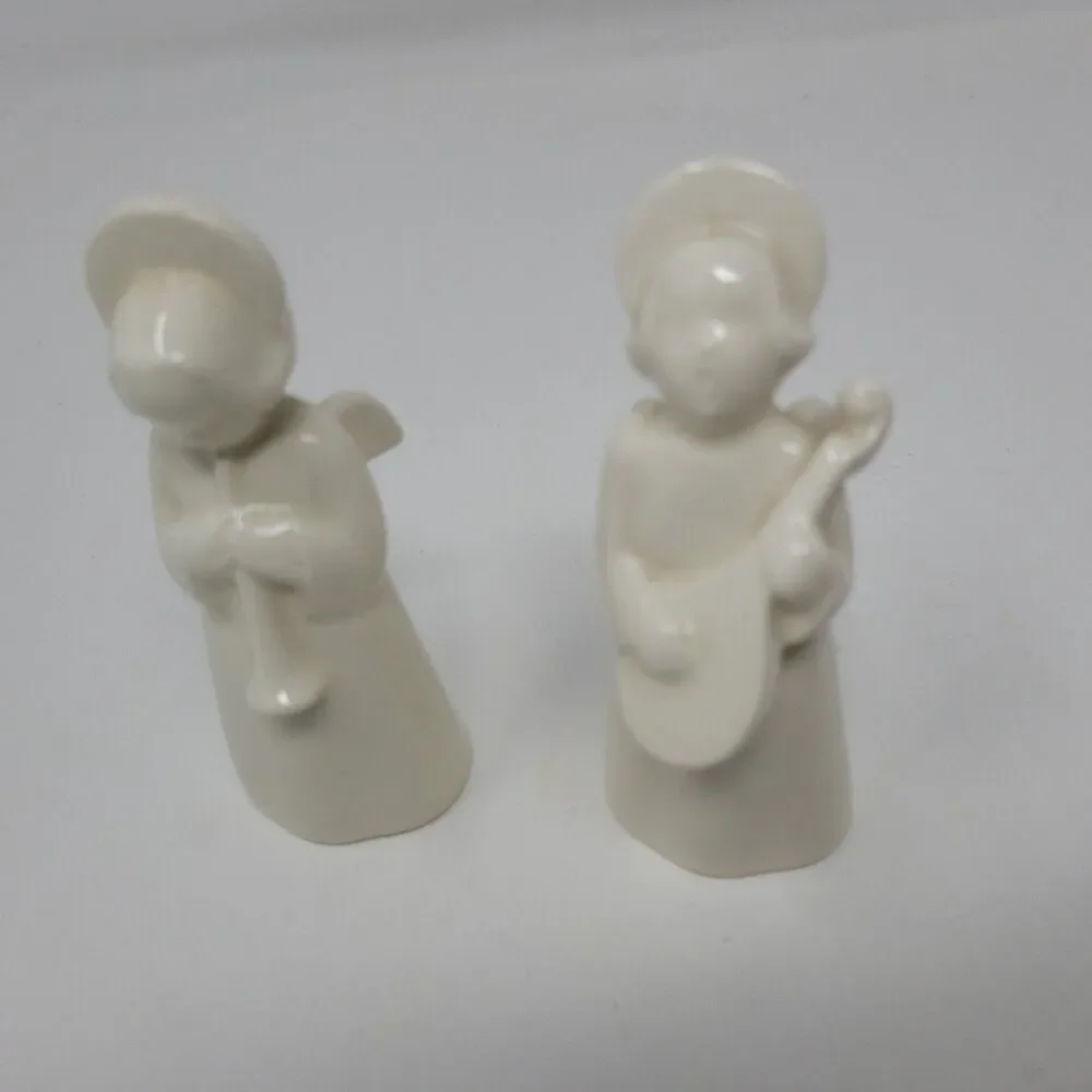 Vintage Royal Copenhagen Choir Angel Figurines w/Horn Guitar Denmark Christmas 2